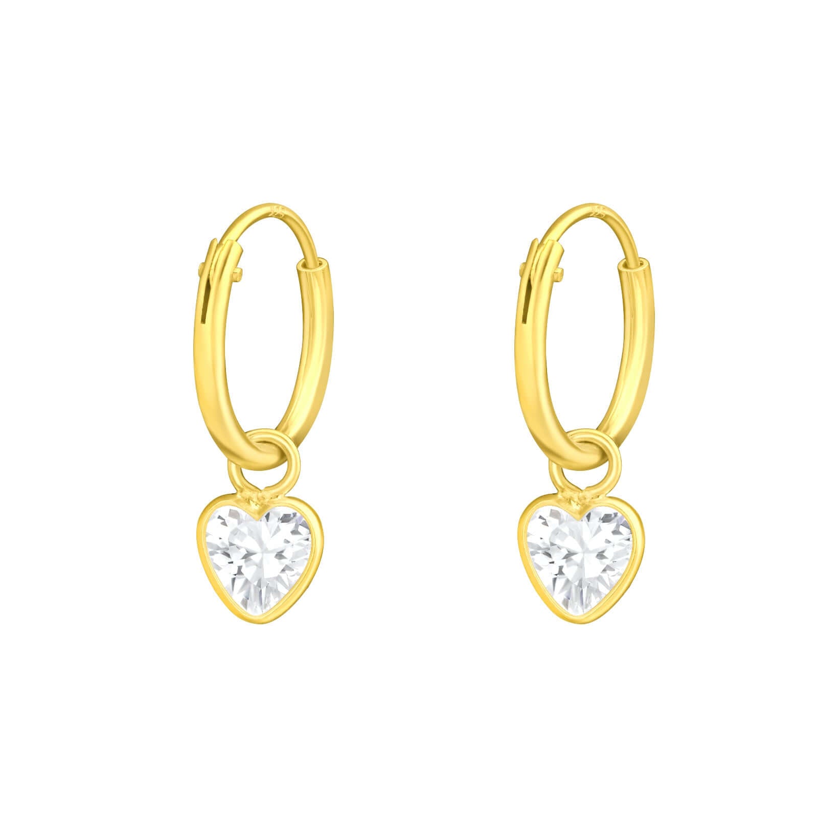 Creolen aus 925er Silber vergoldet mit Herz-Zirkonia | Velinora Jewelry