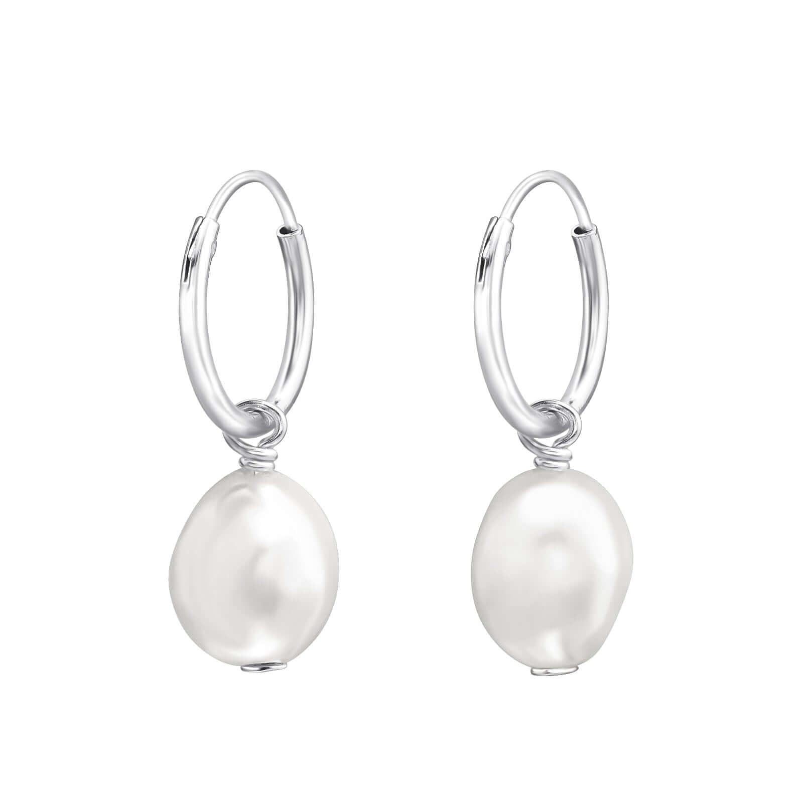 Creolen mit Perlenanhänger | 925 Sterling Silber | Zeitloses Design