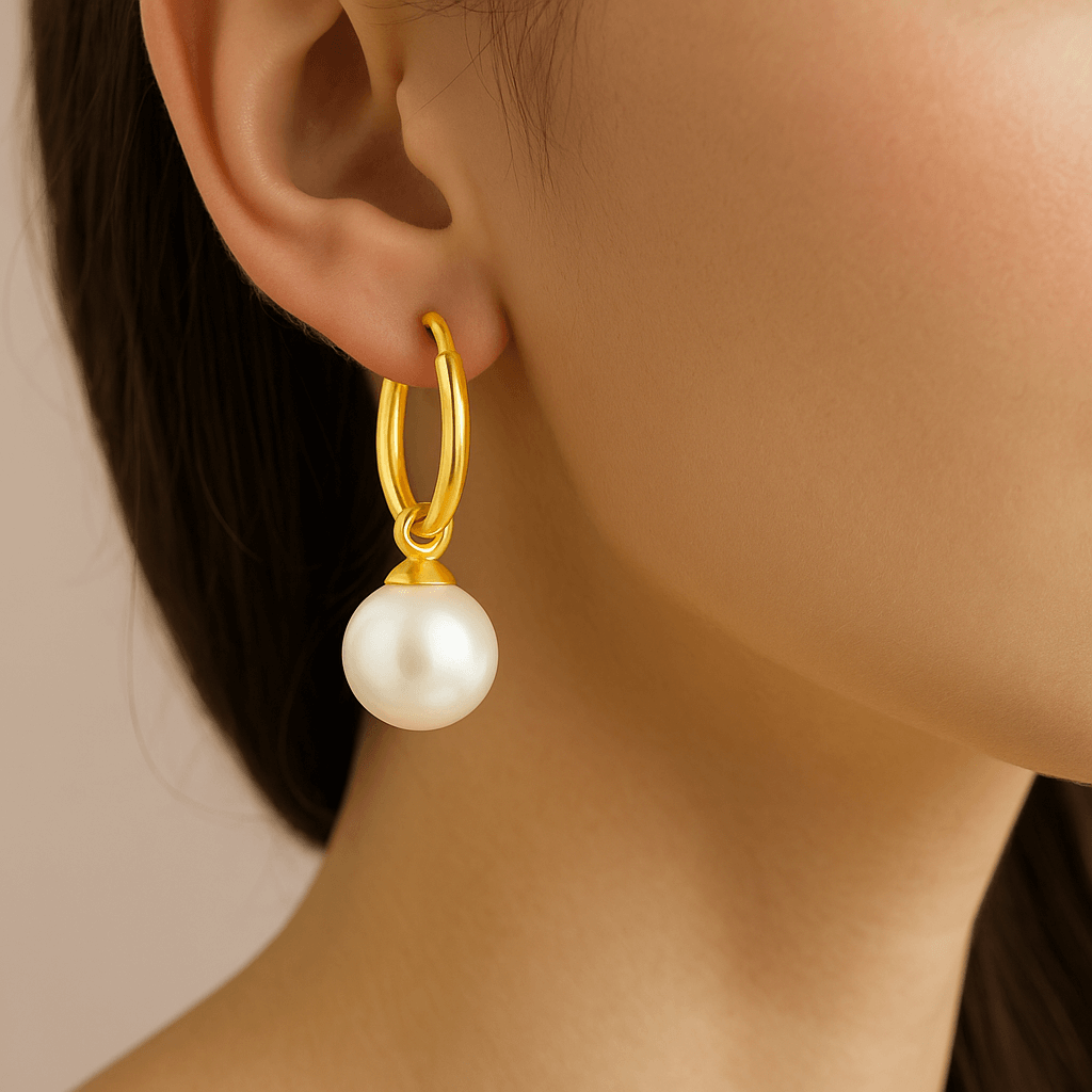 Vergoldete Creolen mit Perlenanhänger | 925 Sterling Silber | Elegant & Zeitlos
