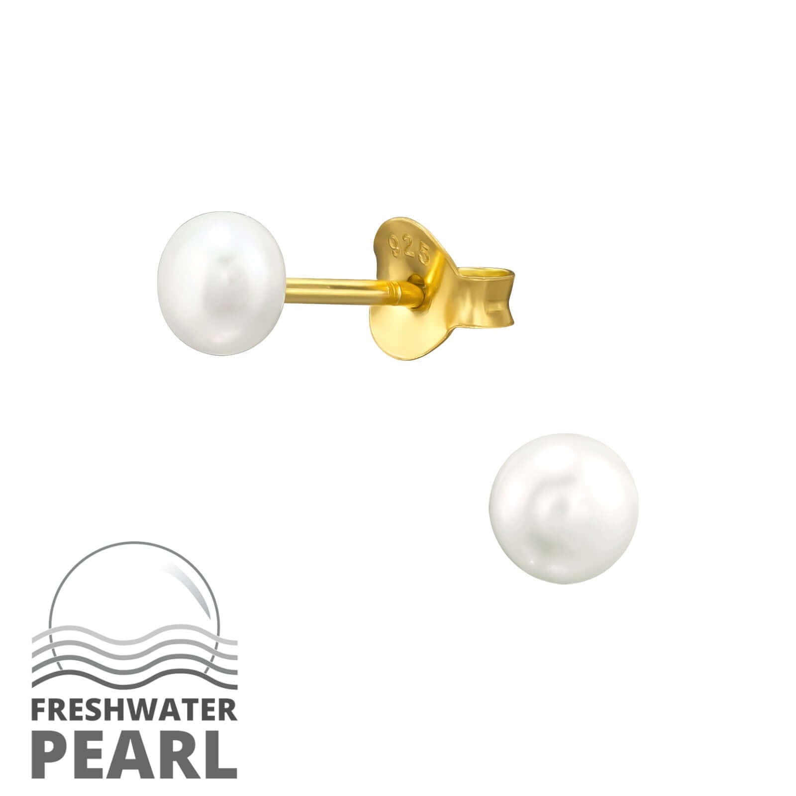 Süßwasserperlen Ohrstecker | 925 Sterling Silber vergoldet | Klassische Eleganz