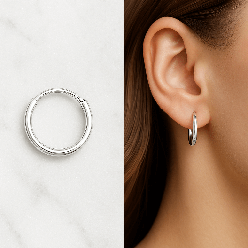 Feine Silber Creolen 12 mm | 925 Sterling Silber | 999 Silber beschichtet