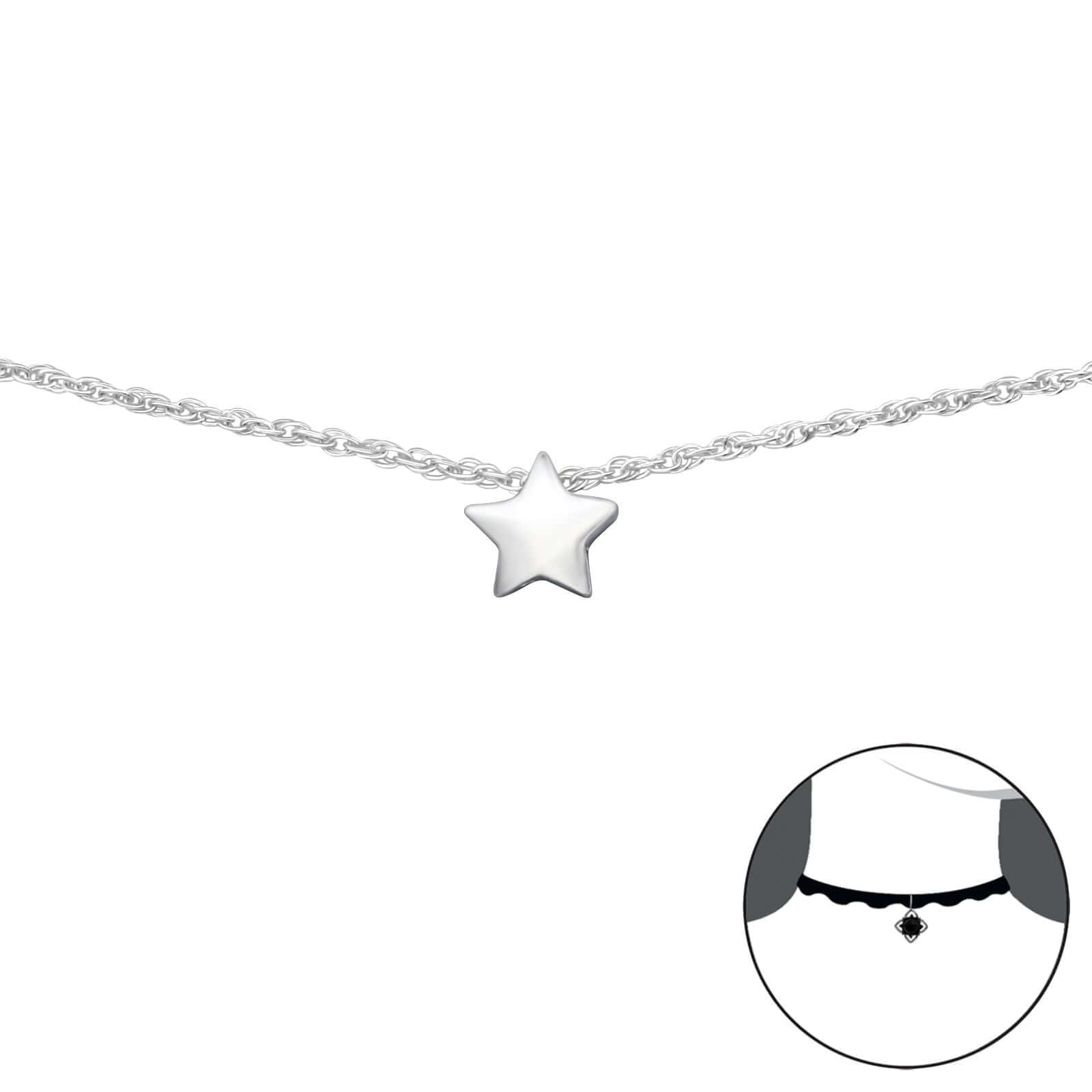 Stern-Halskette | 925 Sterling Silber | 999 Silberbeschichtung | Zarte Kette