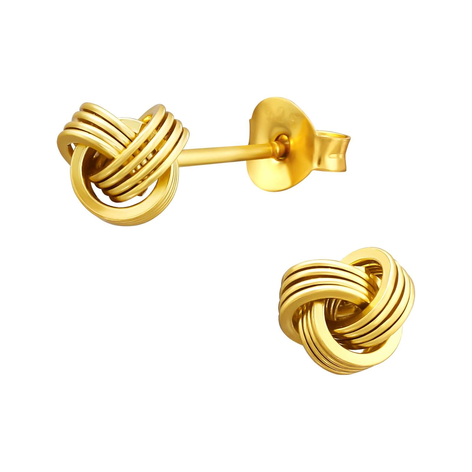 Vergoldete Knoten-Ohrstecker | 925 Sterling Silber | Symbol für Verbundenheit