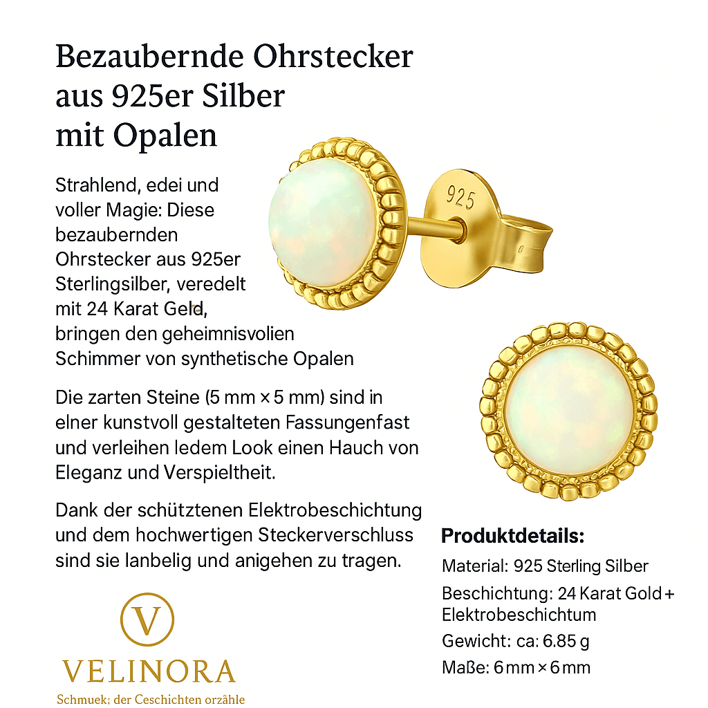 Vergoldete Opal-Ohrstecker aus 925er Silber Beschreibung