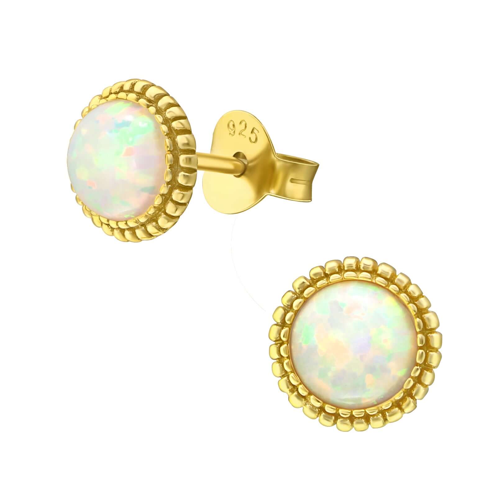 Vergoldete Opal-Ohrstecker aus 925er Silber – Velinora Jewelry