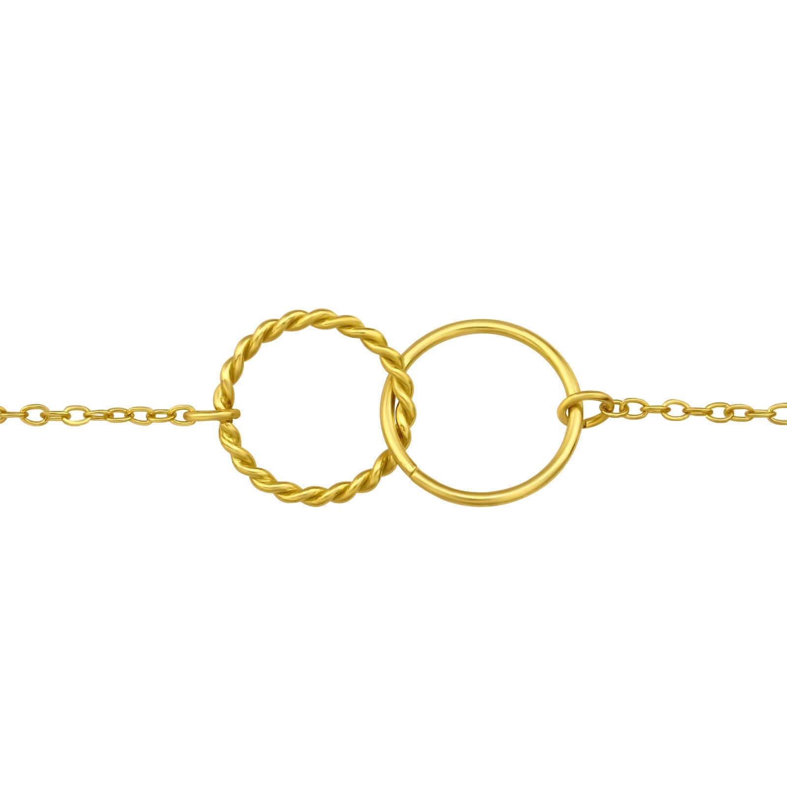 Vergoldetes Armband mit Doppelring | 925 Sterling Silber | 24K Goldbeschichtung